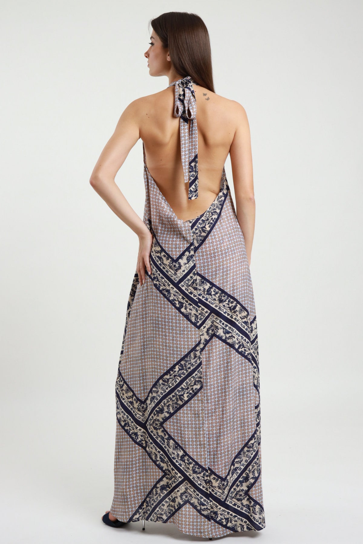 Abito Lungo in Fantasia Foulard