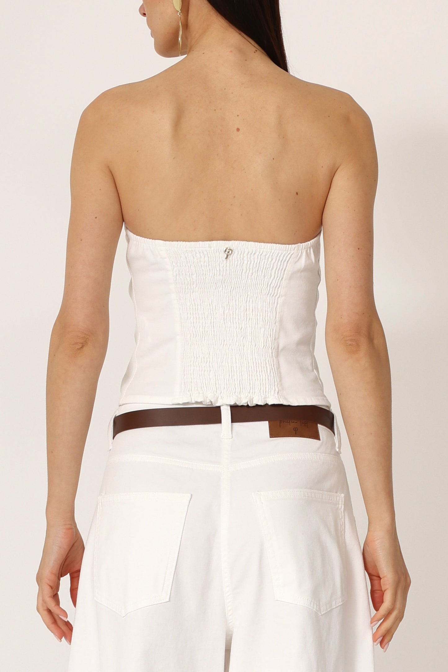 Poetica Fashion - Top a Fascia con Lacci e Nappine - Burro - Top