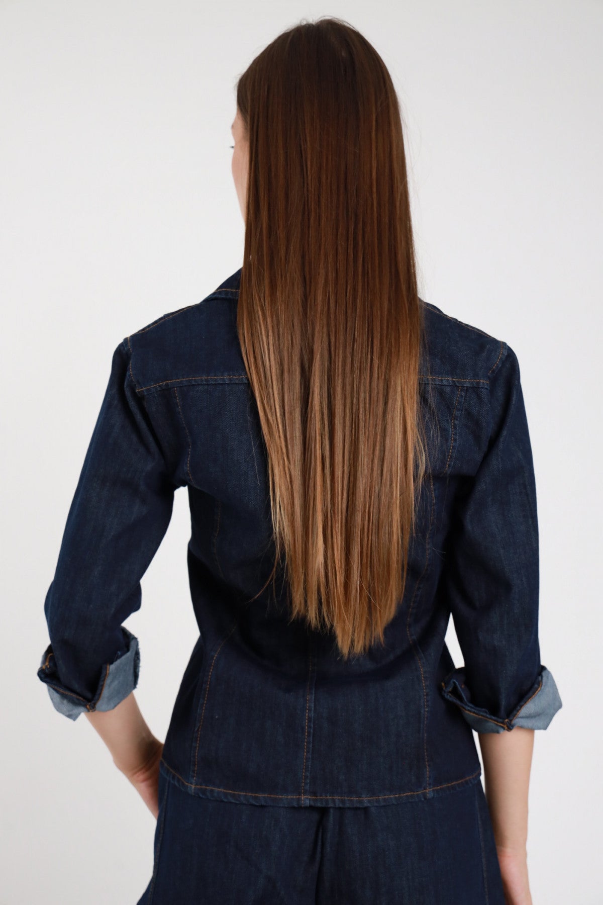 Camicia jeans donna blu scuro - vista posteriore