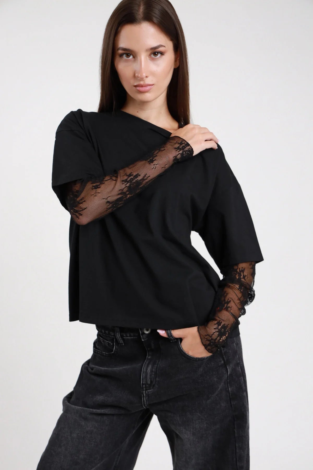 T-shirt Maniche Pizzo