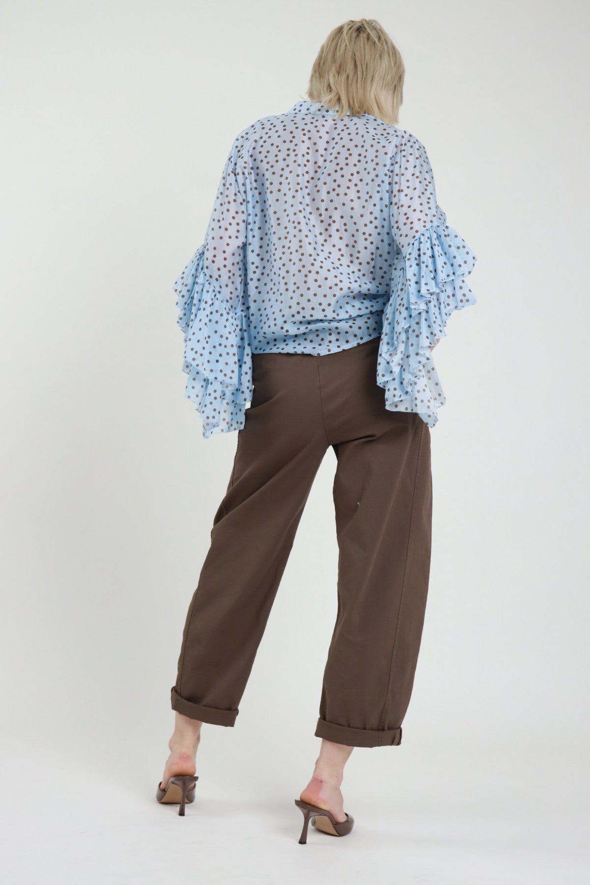 Pantalone Stellina Gabardina Leggera Susy Mix - vista posteriore colore marrone