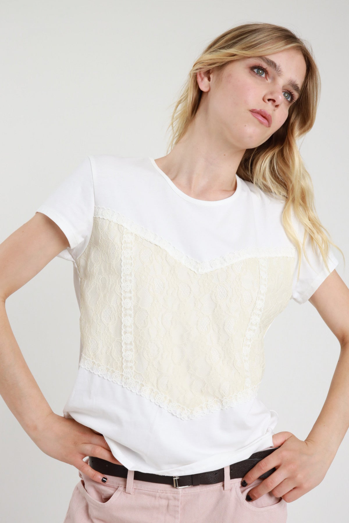 T-Shirt Applicazione Pizzo