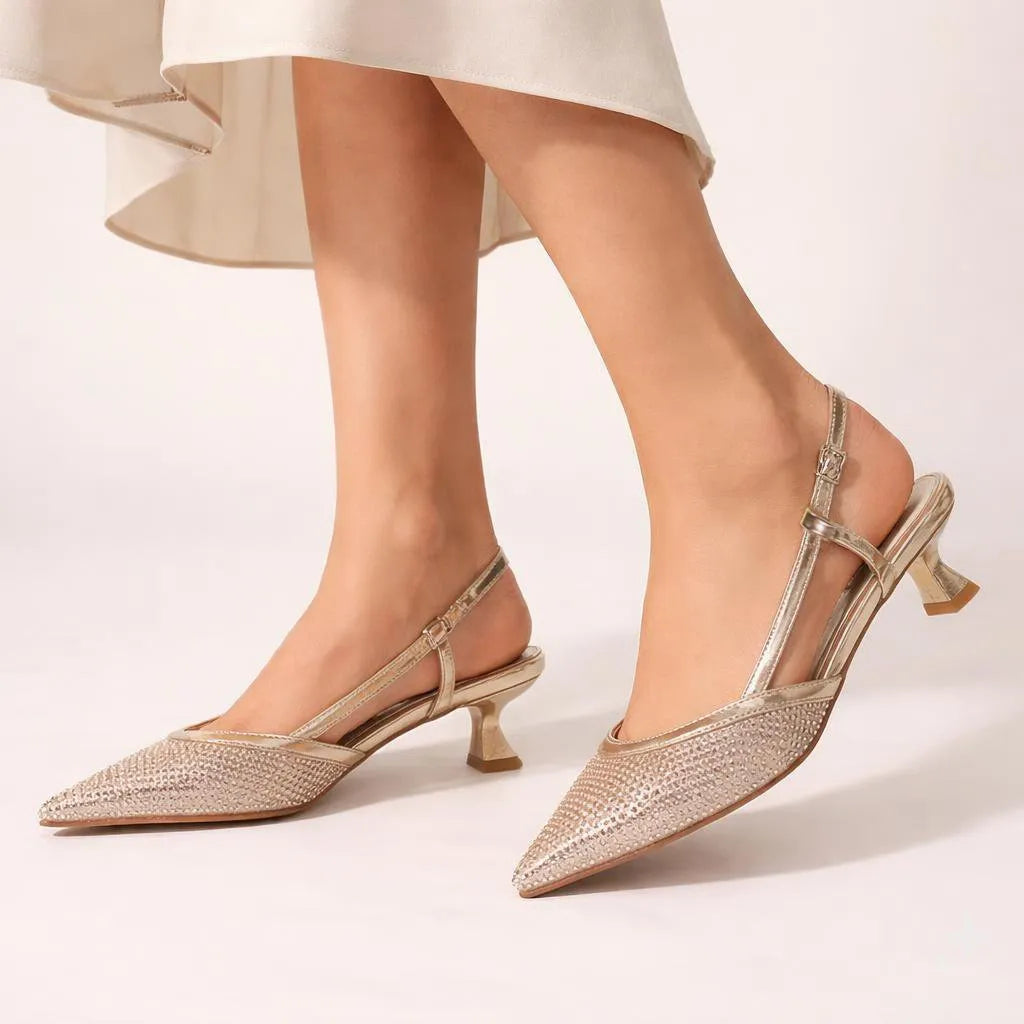 Decolleté Slingback Rete Strass Rosaoro