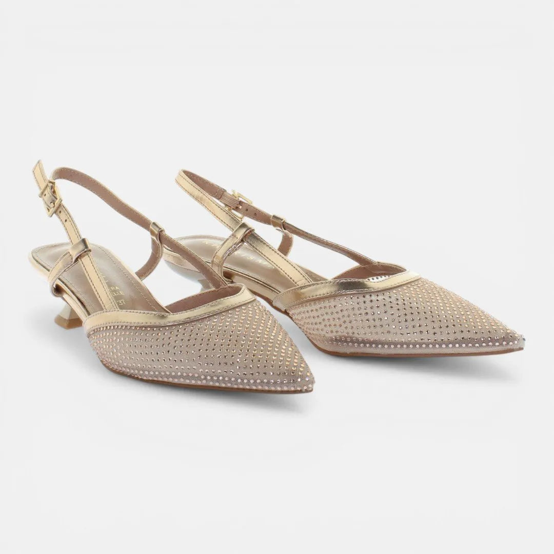 Decolleté Slingback Rete Strass Rosaoro