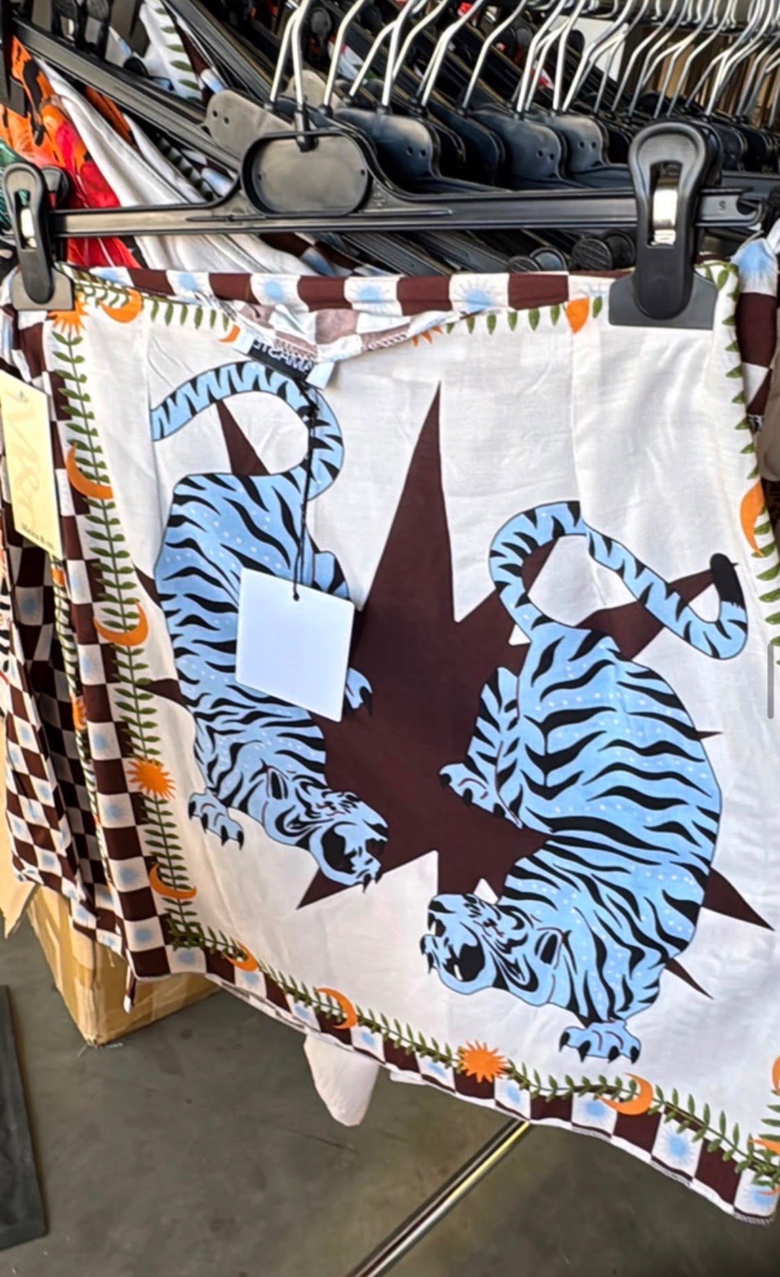 Pareo Namaste Tiger – Mini Gonna Bianca Stampa Tigre Azzurra