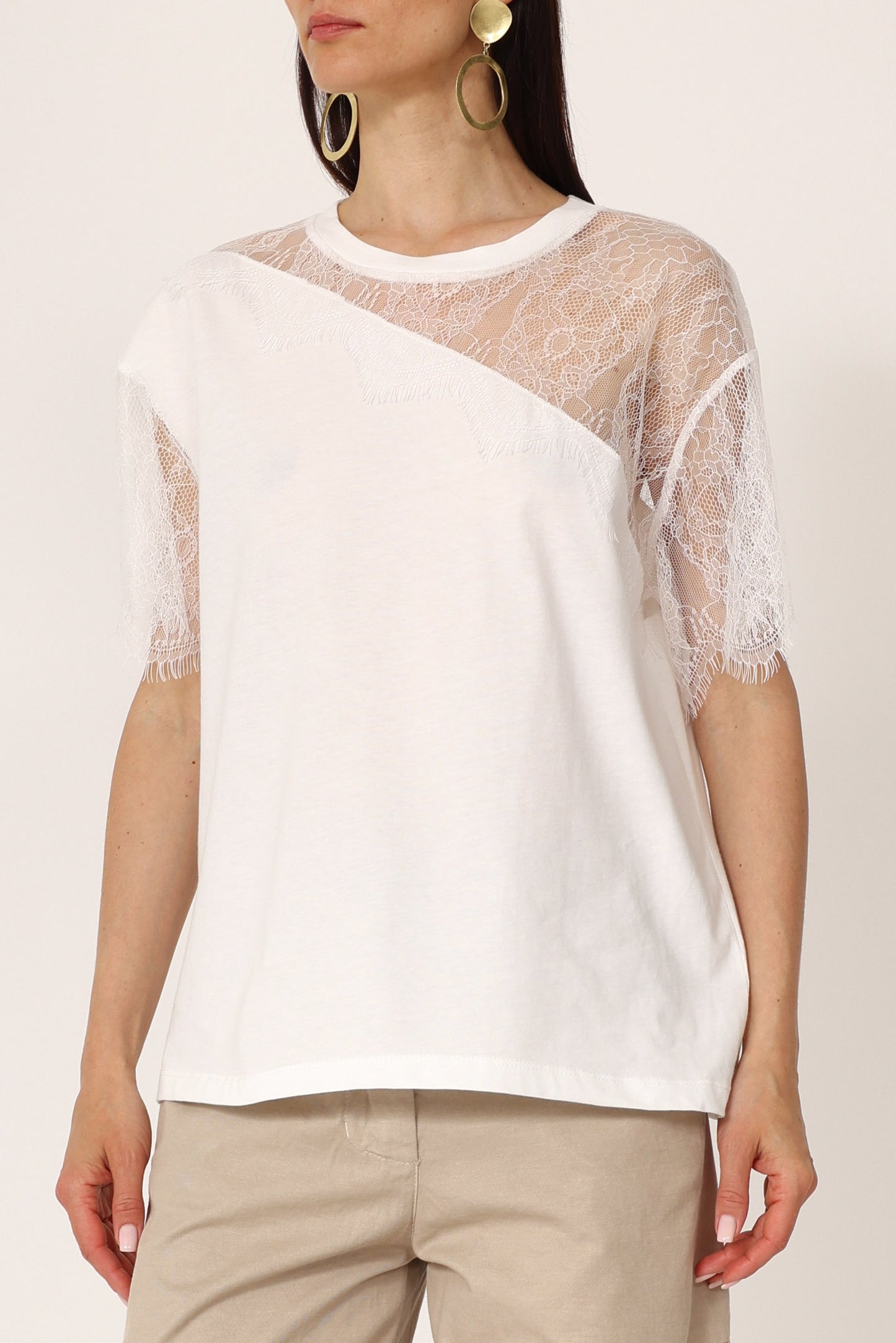 T-Shirt con Pizzo Floreale – Philia Loft