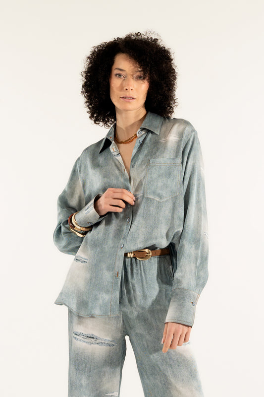 Camicia stampa denim  Kontatto