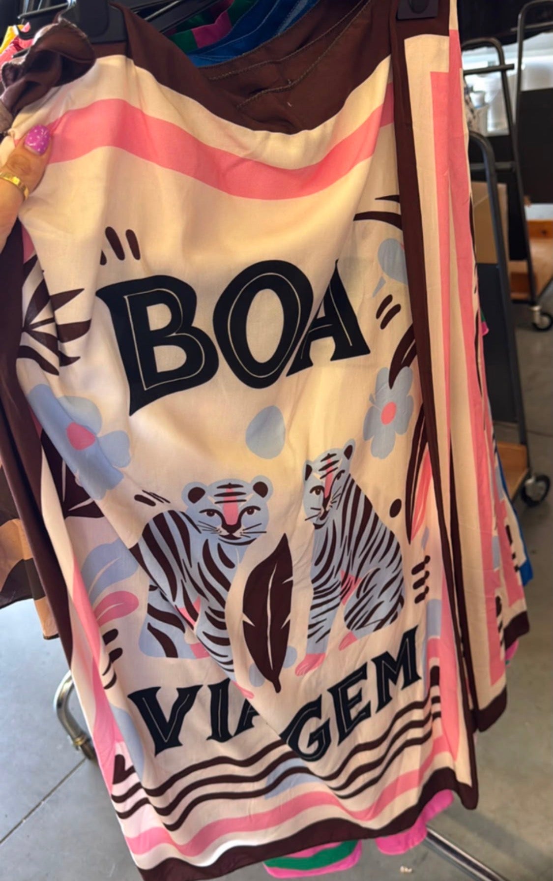 Pareo Namaste Boa Viagem – Mini Gonna Stampa Tigre Rosa Crema