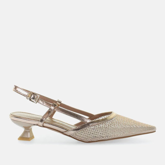Decolleté Slingback Rete Strass Rosaoro