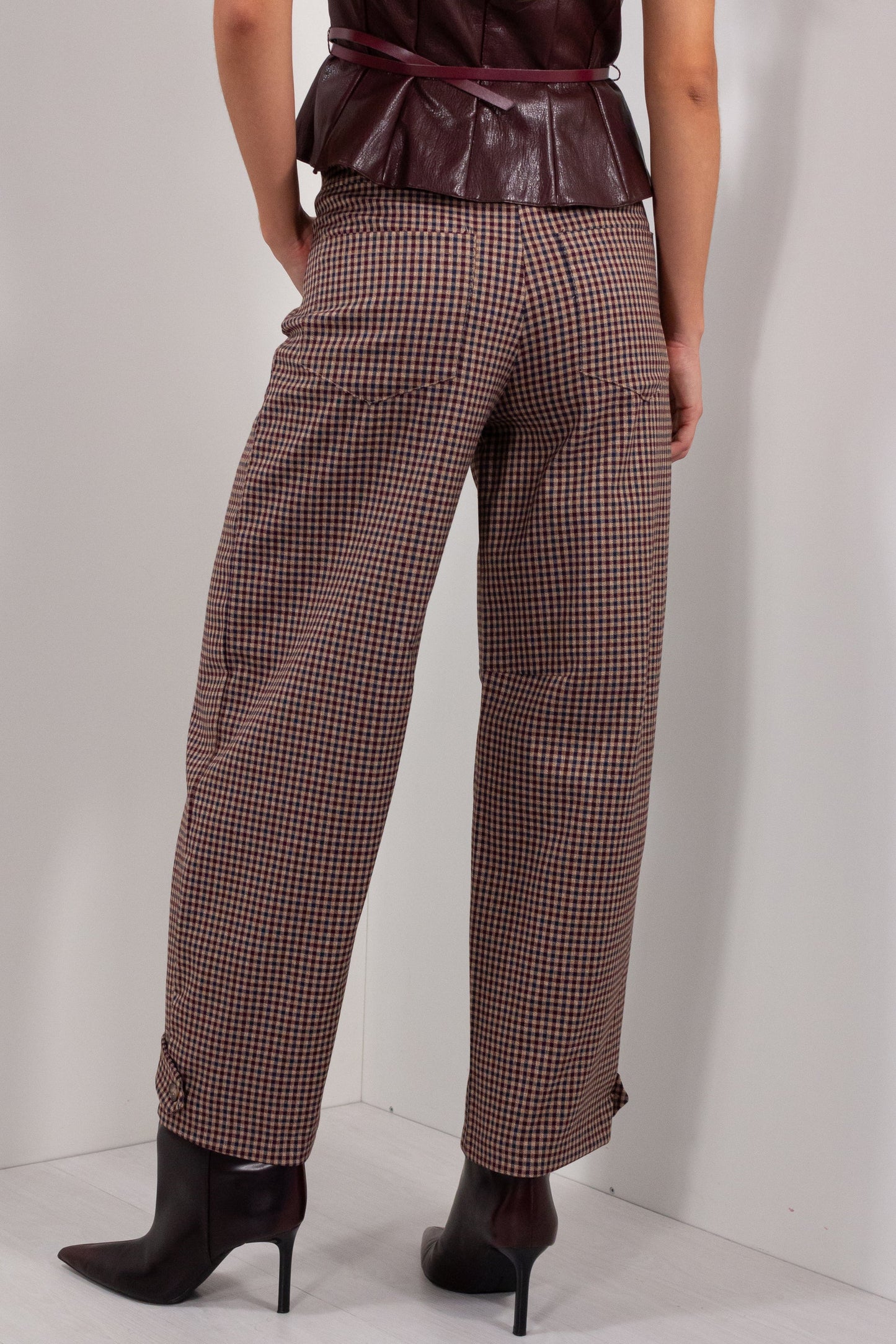 Pantalone Quadretti Alamari DUDA pied-de-poule - vista posteriore con risvolto e stivali