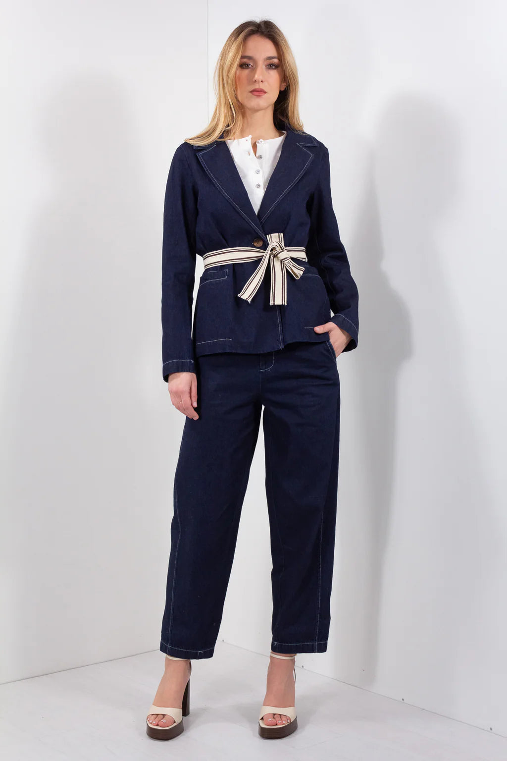 GIACCA DENIM + CINTURA