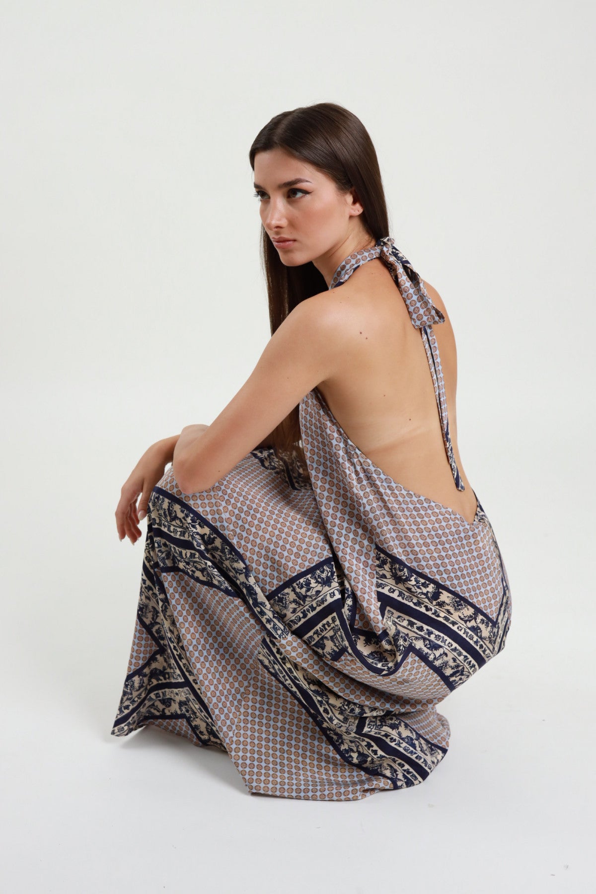 Abito Lungo in Fantasia Foulard