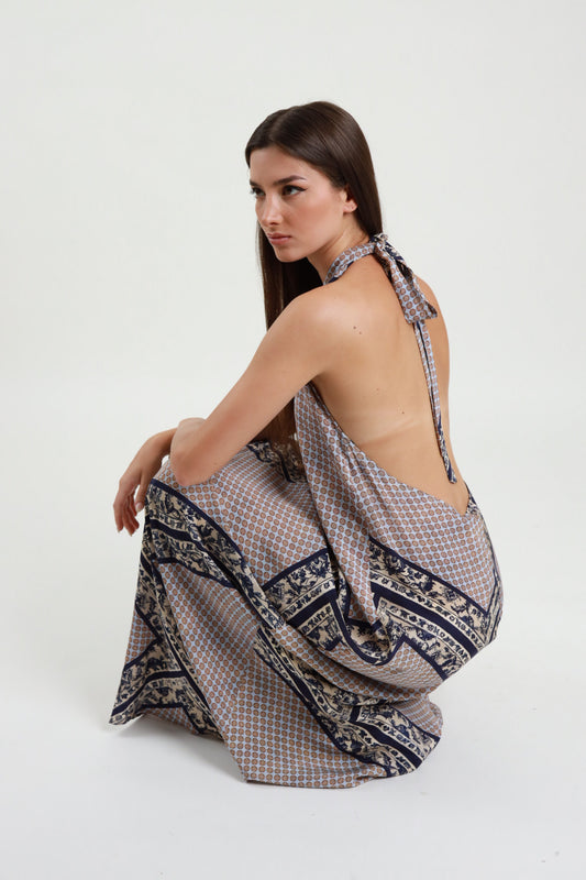 Abito Lungo in Fantasia Foulard