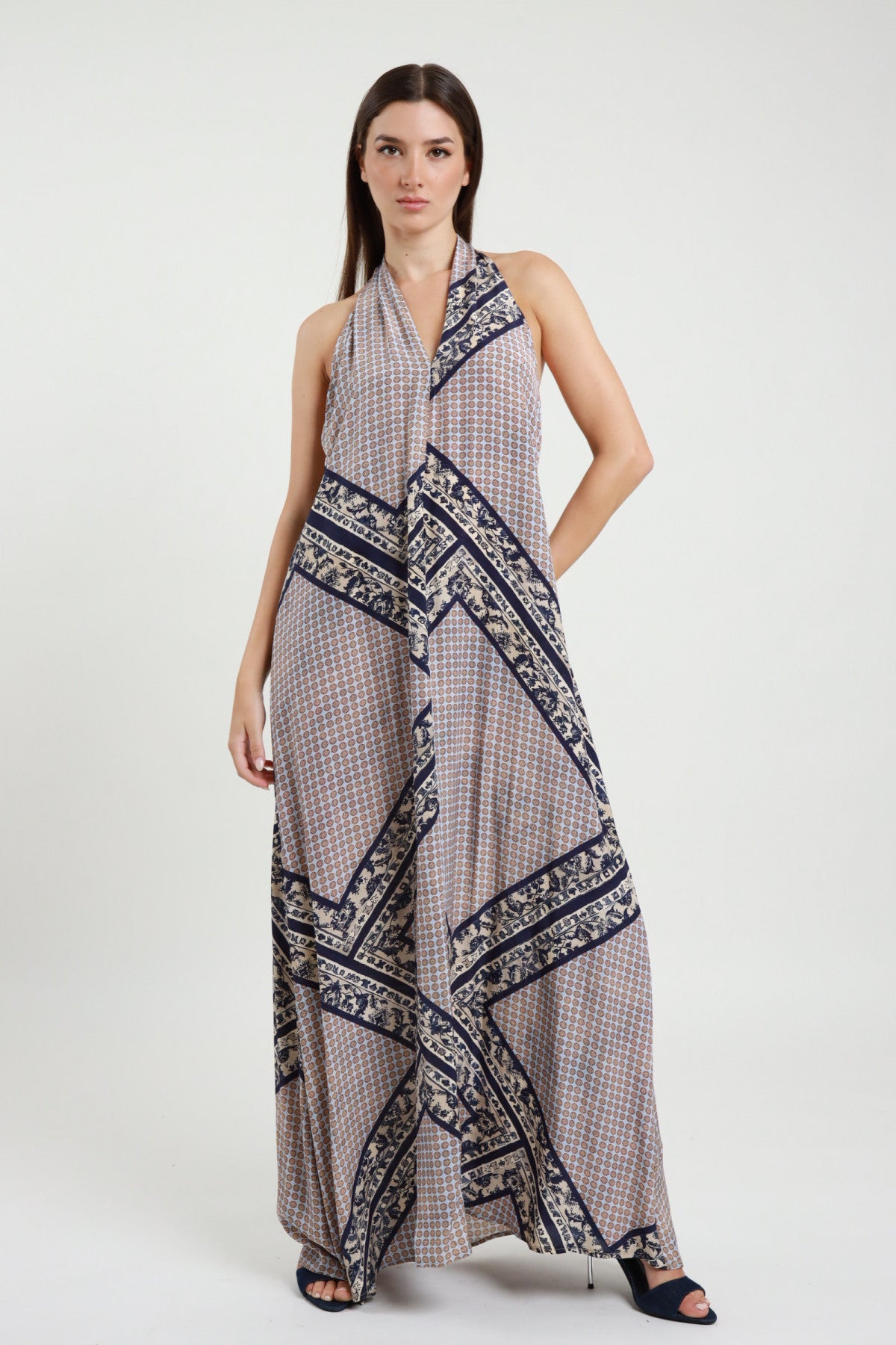 Abito Lungo in Fantasia Foulard