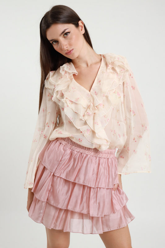 Blusa Volant e Fiori