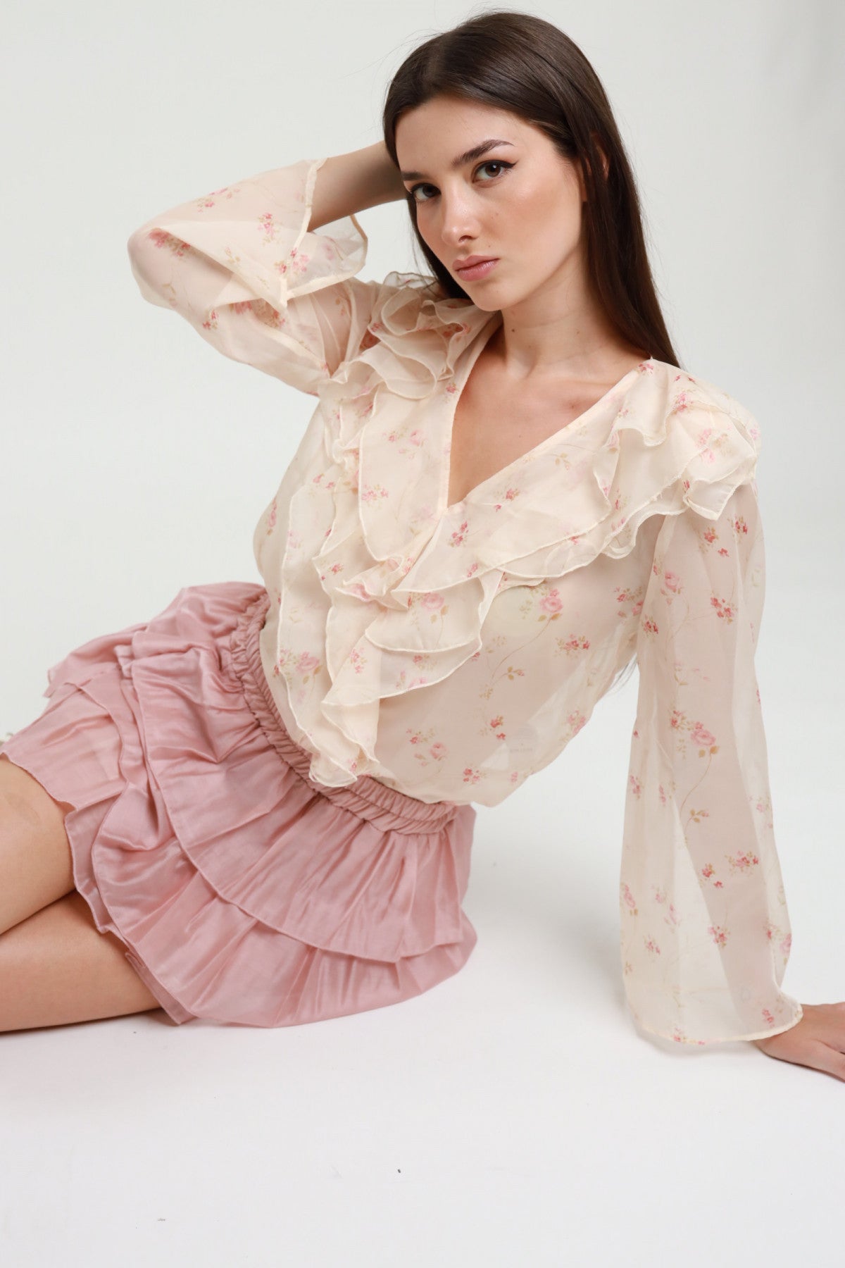 Blusa Volant e Fiori