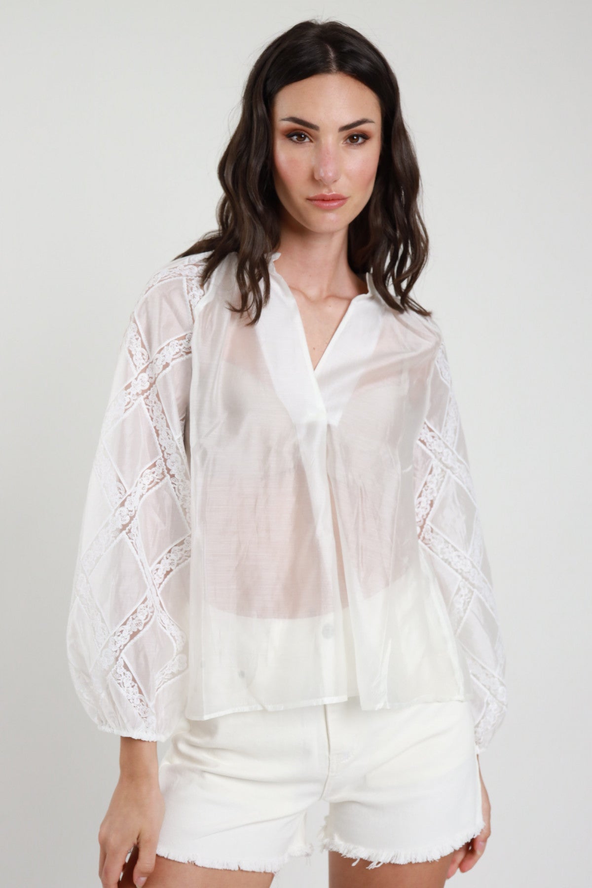 Blusa Maniche Pizzo