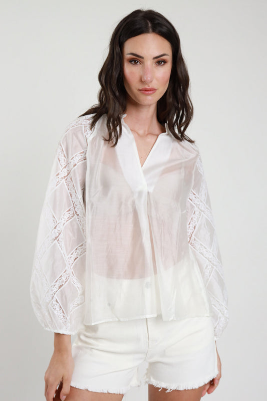 Blusa Maniche Pizzo