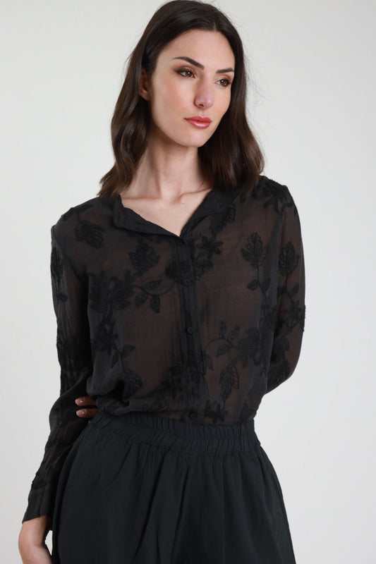 Camicia Coreana Ricamata