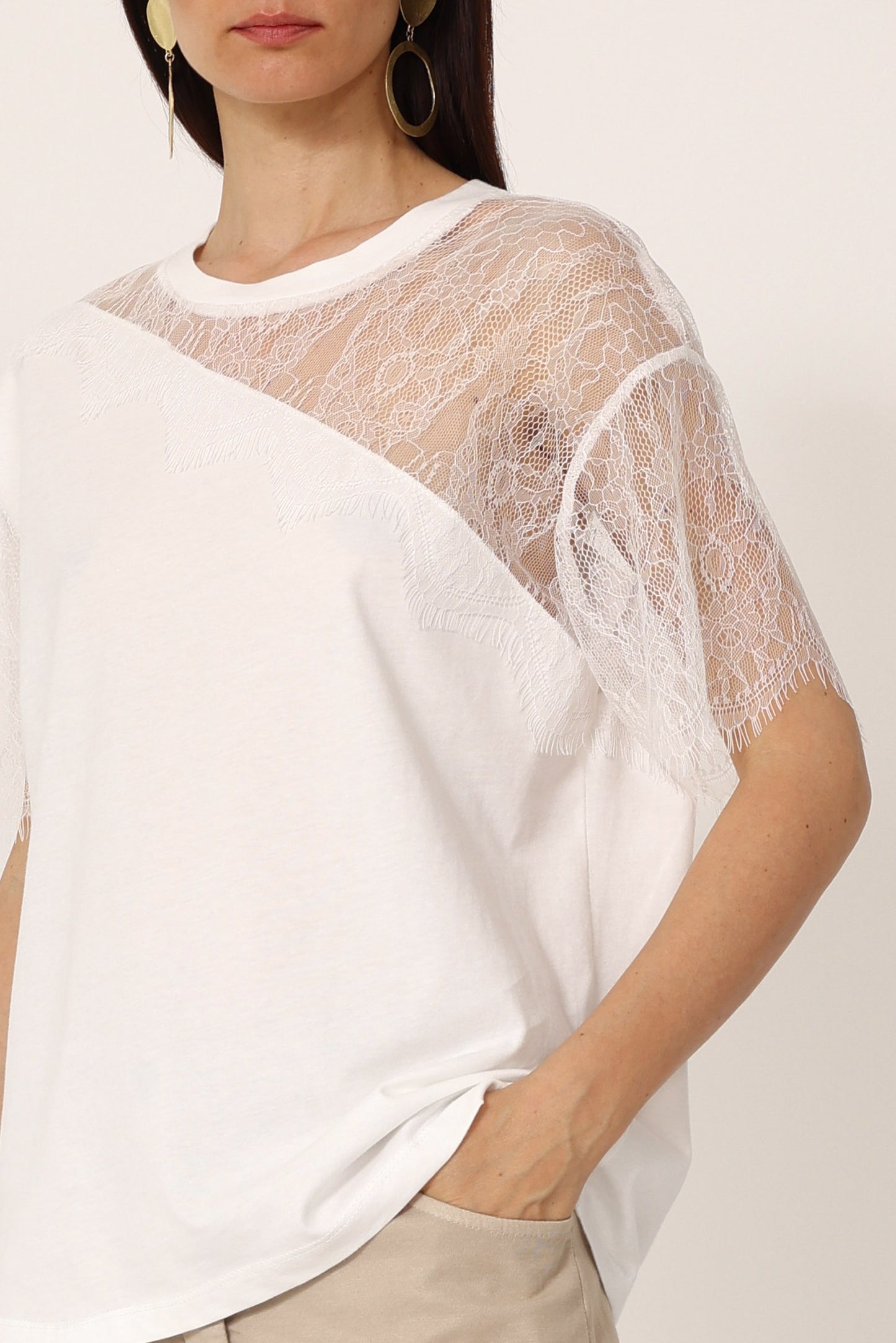 T-Shirt con Pizzo Floreale – Philia Loft