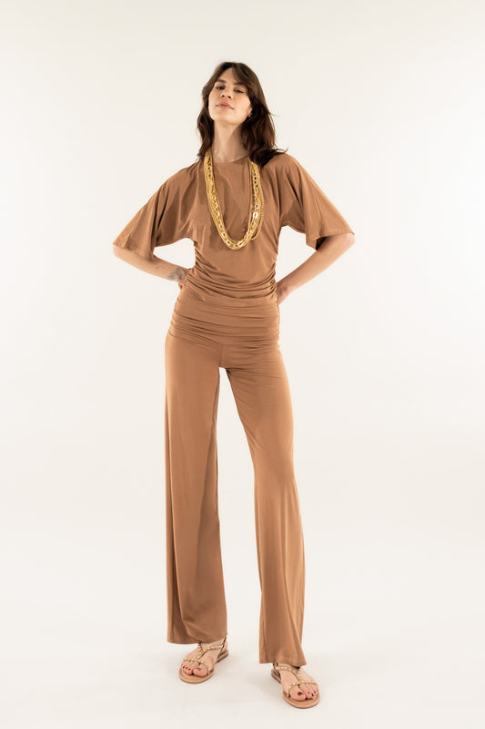 Pantalone Palazzo Arricciato Cammello