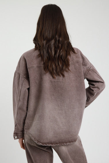 GIACCA CAMICIA DENIM MARRONE
