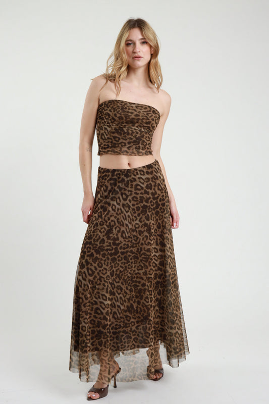 Gonna Lunga Tulle Animalier