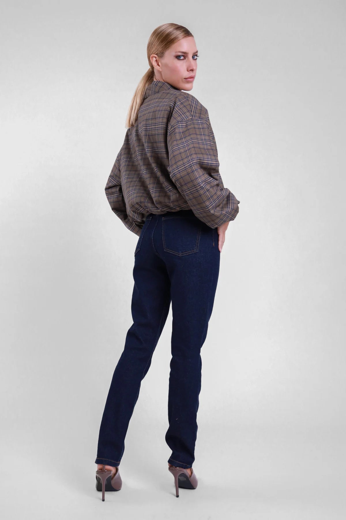 Jeans skinny Susy Mix blu scuro, vista posteriore delle tasche e della linea della gamba
