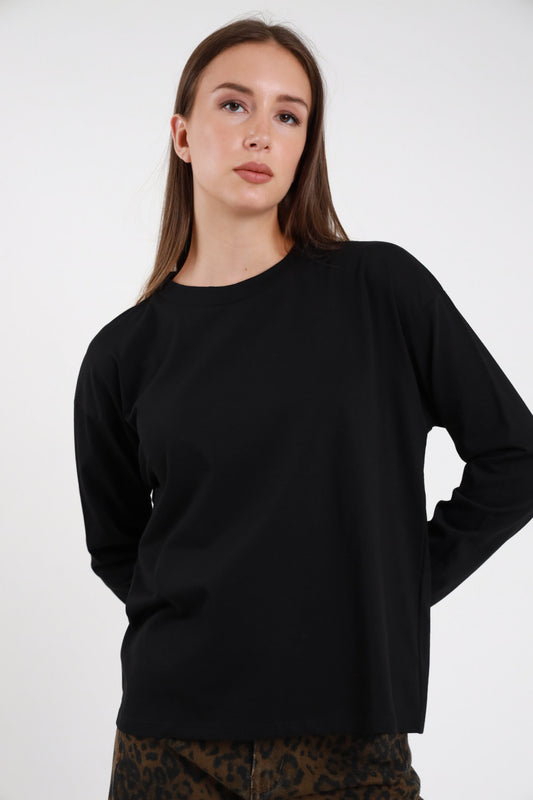 T-shirt Cotone Over Maniche Lunghe