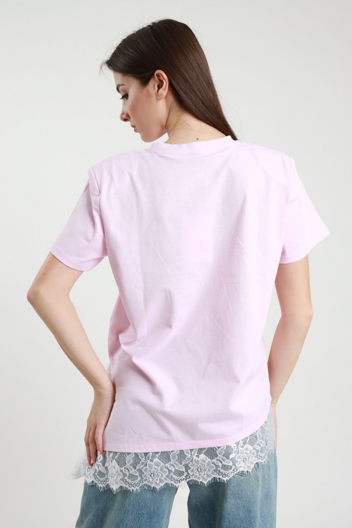T-Shirt Asimmetrica con Pizzo – Susy Mix