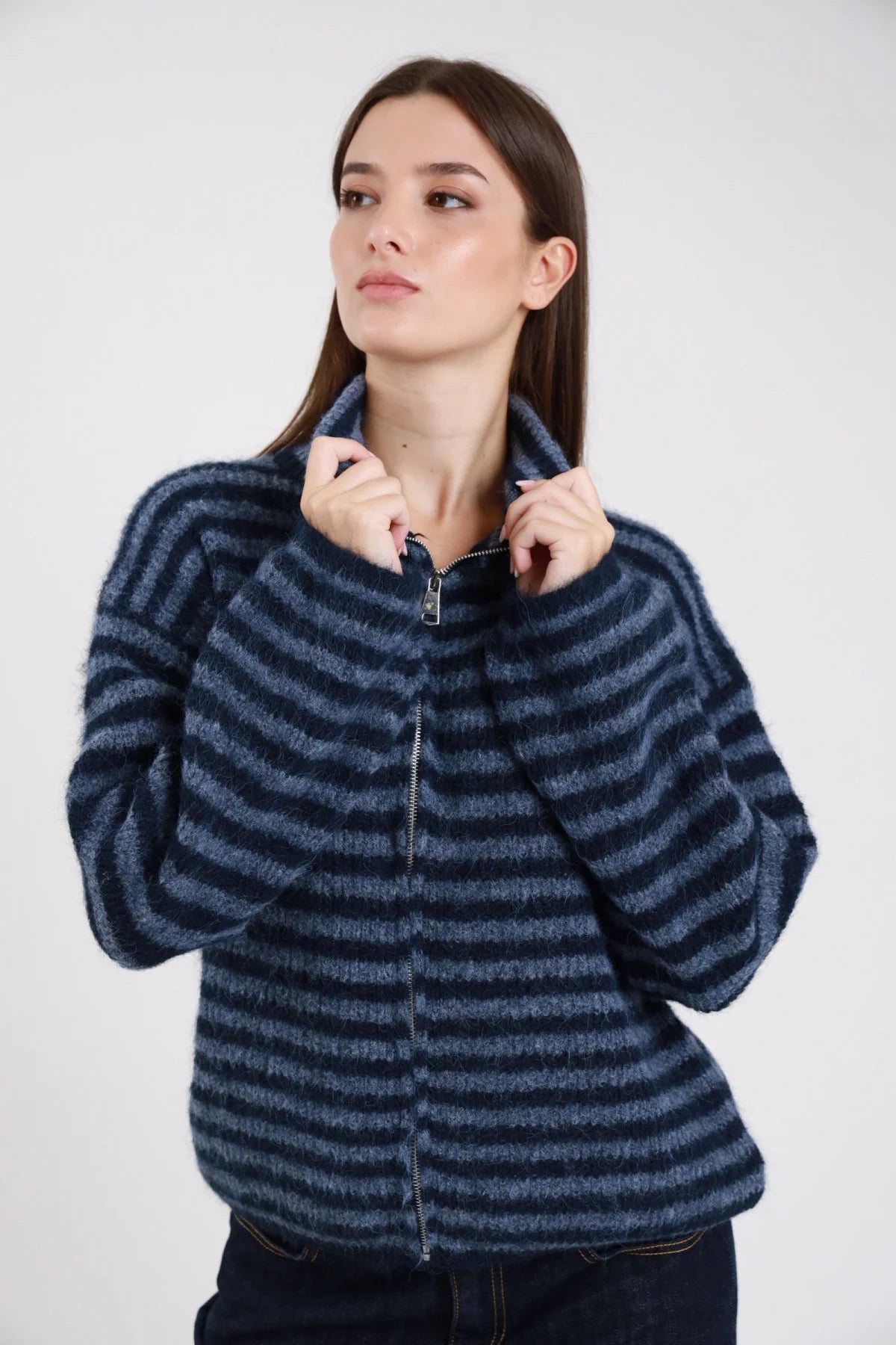 Felpa in Maglia Righe