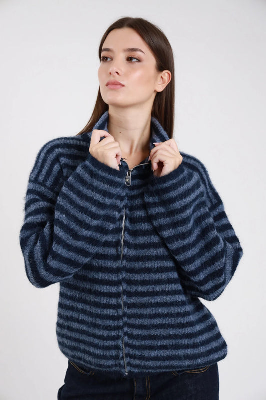 Felpa in Maglia Righe