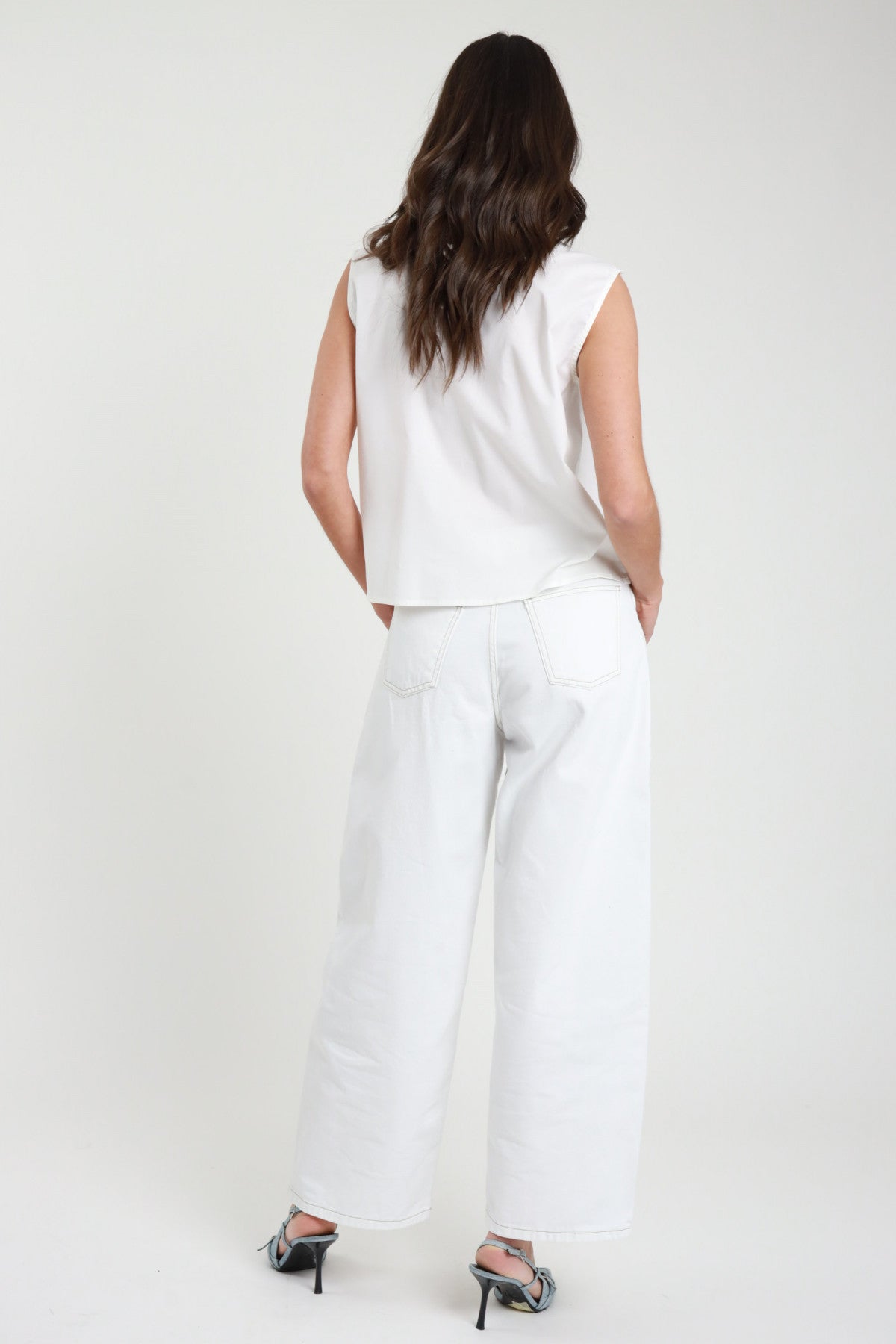 Jeans Tinto Capo Susy Mix - vista posteriore bianco wide leg