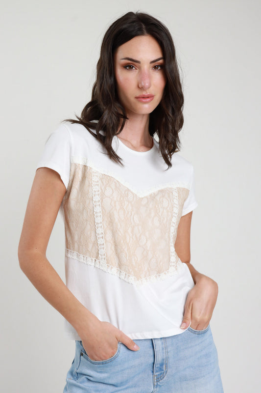 T-Shirt Applicazione Pizzo