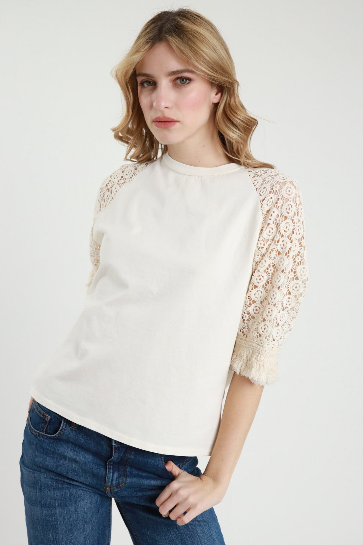 T-Shirt Maniche Crochet