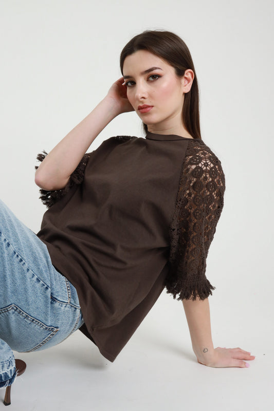 T-Shirt Maniche Crochet